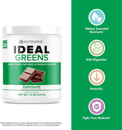 NutraOne Ideal Greens Antioxidant & Nutrient-Rich Superfood Greens Powder, Berry, 30 Servings