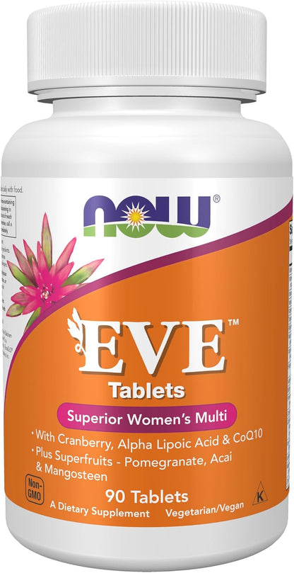 NOW Eve™ Women's Multivitamin with Cranberry, Alpha-lipoic Acid, CoQ10 & Superfruits – 90 Tablets