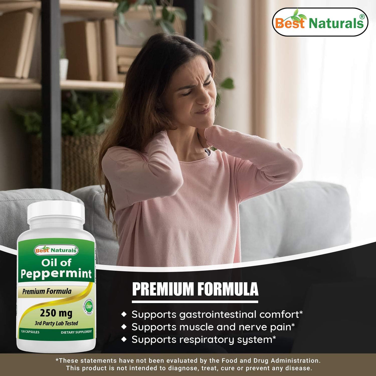 Best Naturals Peppermint Oil 250 mg - 120 Capsules (Pack of 3) - görsel 5