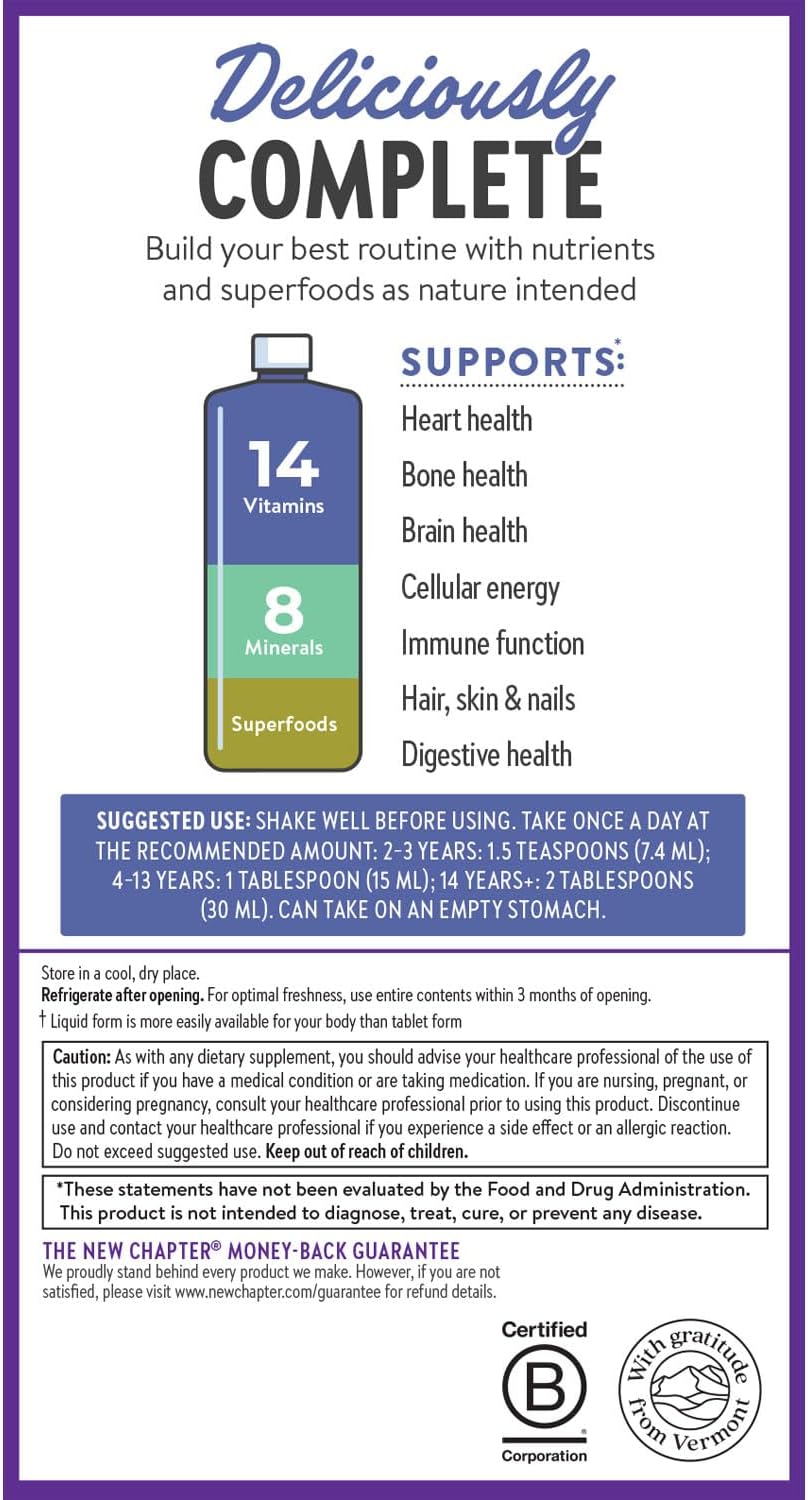 New Chapter Liquid Multivitamin & Mineral Supplement – Mixed Berry – 30 fl oz - görsel 8