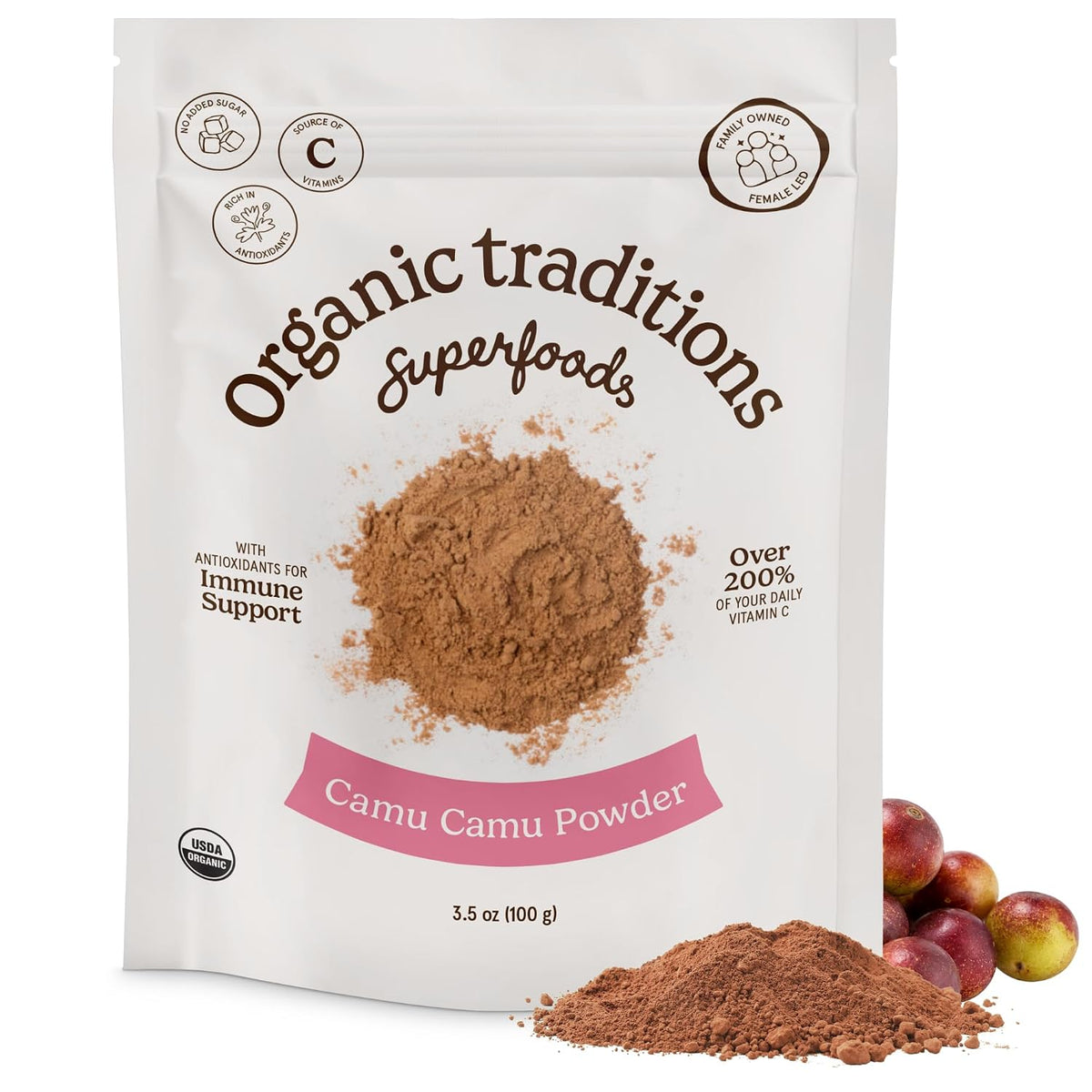 Organic Traditions Camu Camu Powder - Organic Wholefood Vitamin C from Amazon Superfruit, 100g - görsel 1