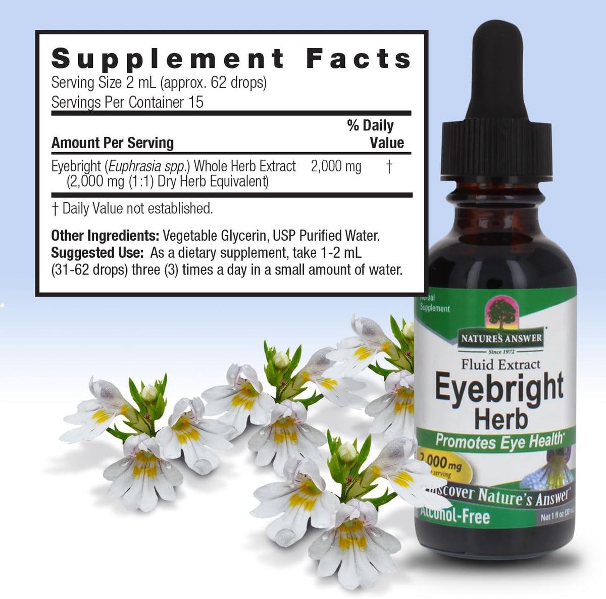 Nature's Answer Eyebright Herb – 30 ml – Alcohol-Free Liquid Extract - görsel 3