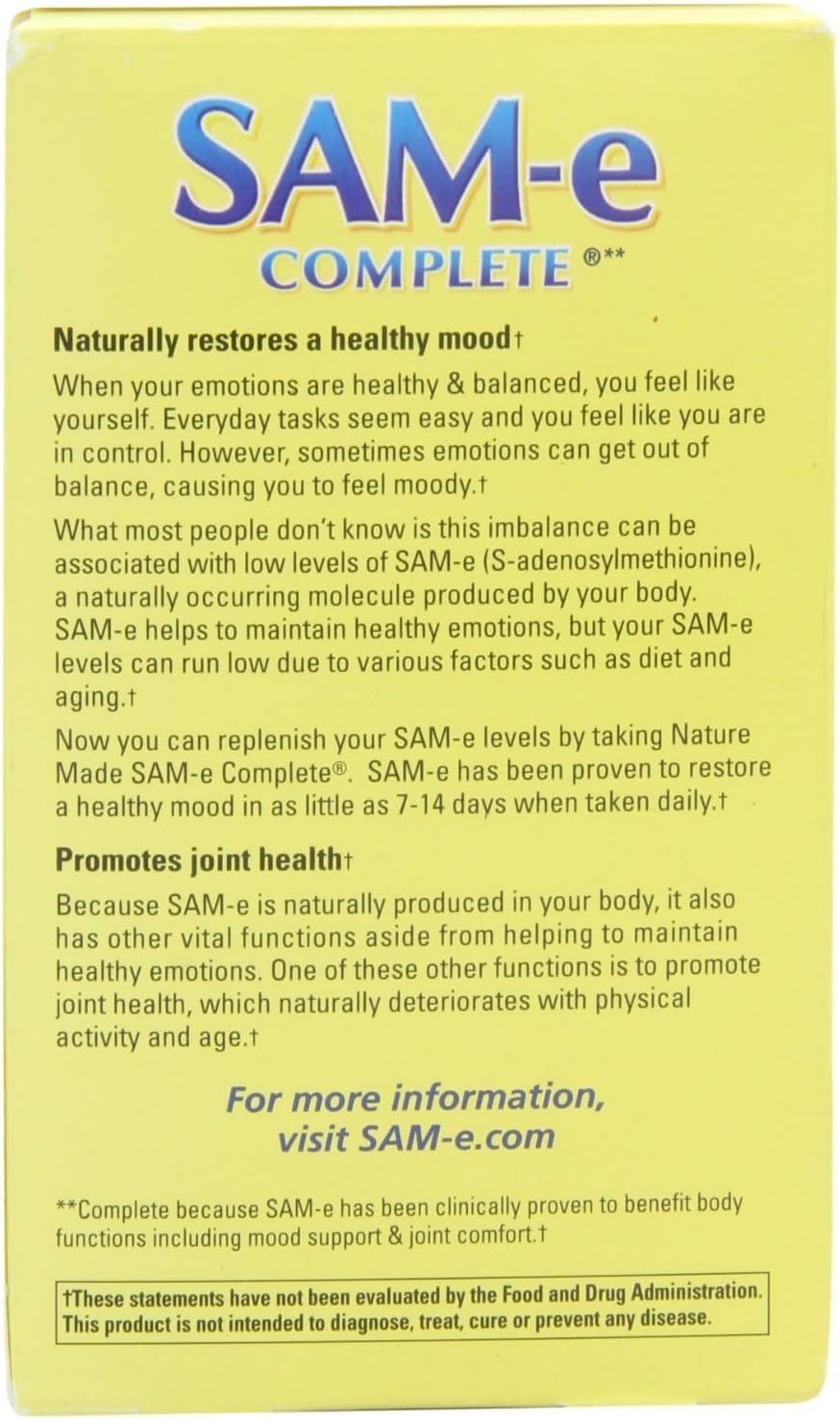 Nature's Made Sam-e Complete 400-mg 36 Tablets (2 Pack) - görsel 2