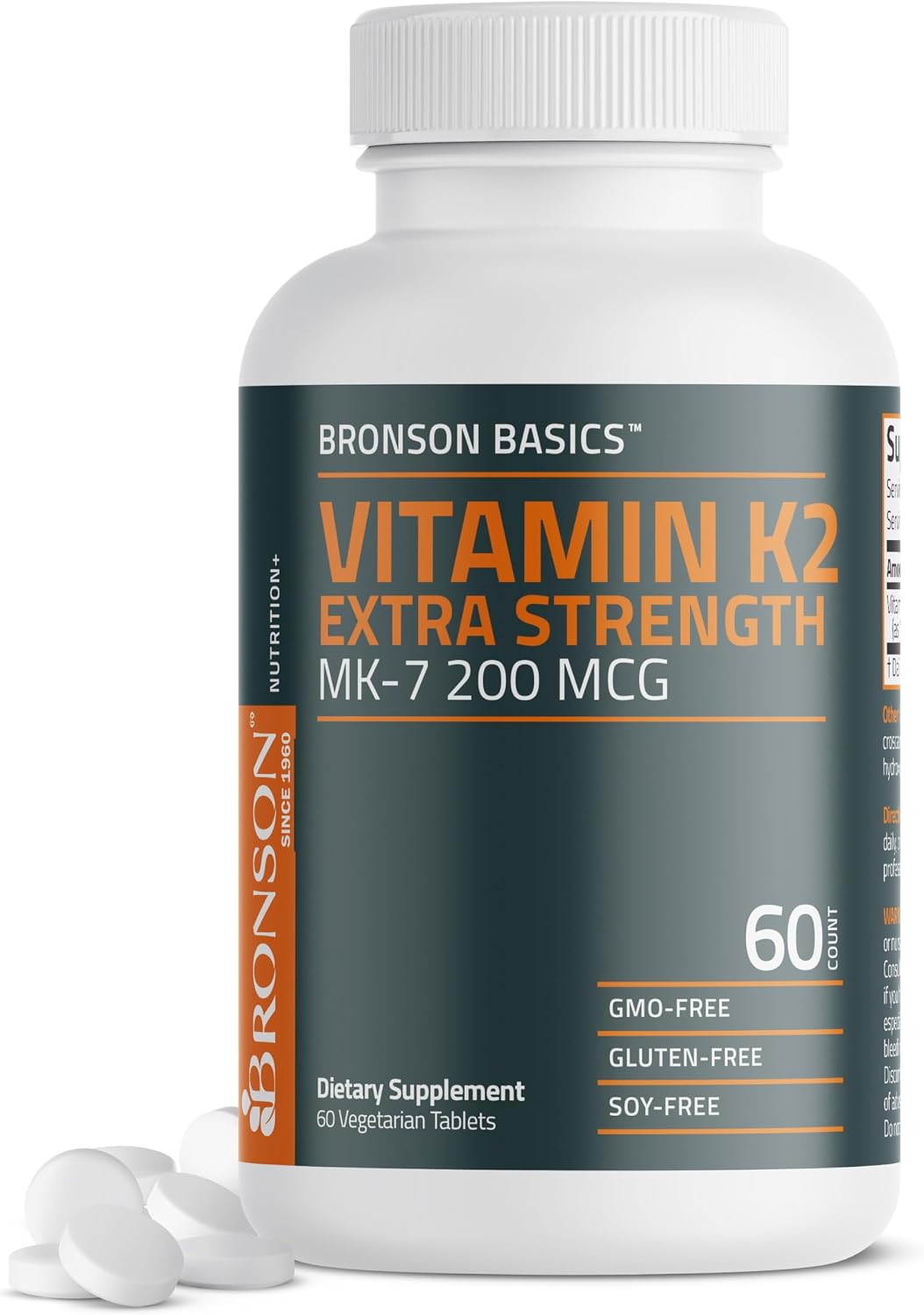 Bronson Vitamin K2 MK-7 200mcg Extra Strength, 250 Vegetarian Tablets - görsel 8