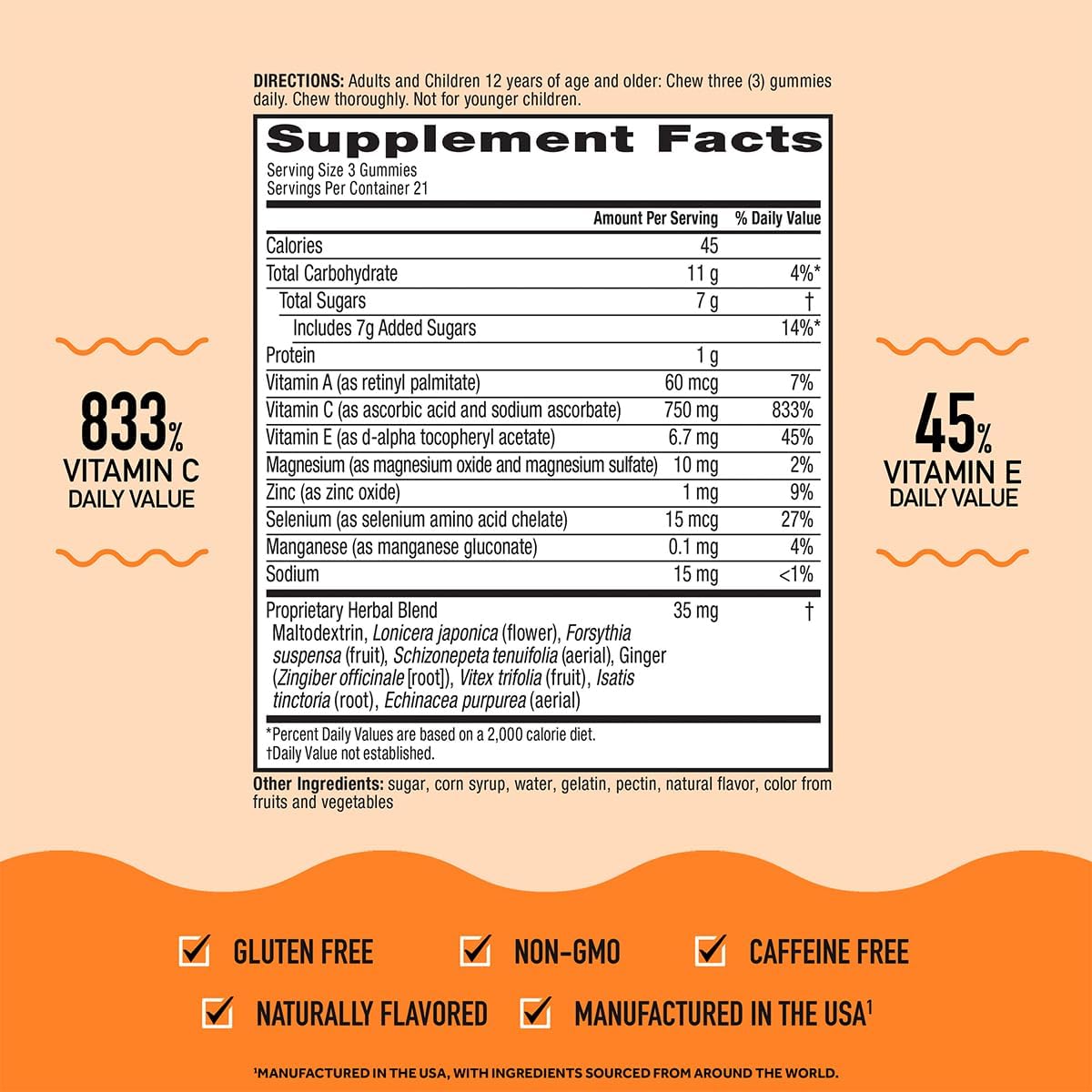 Airborne 750mg Vitamin C Immune Support Gummies, Assorted Fruit Flavour, 63 Gummies (Pack of 3) - görsel 6