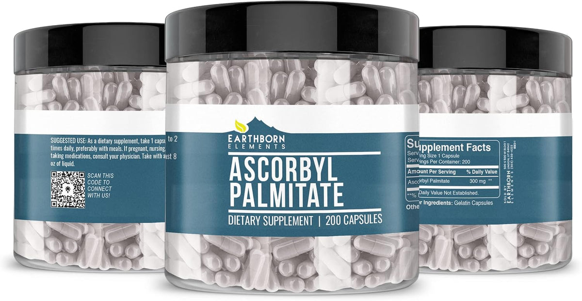 Earthborn Elements Ascorbyl Palmitate 200 Capsules, Pure & Undiluted, No Additives - görsel 2