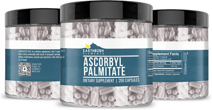 Earthborn Elements Ascorbyl Palmitate 200 Capsules, Pure & Undiluted, No Additives