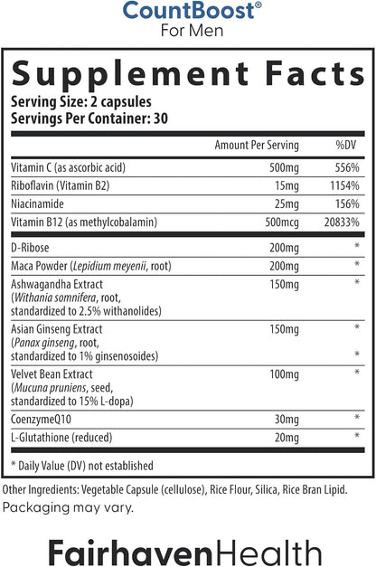 Fairhaven Health FertilAid for Men and Countboost Combo - Male Fertility Supplement with L-carnitine, Zinc, Folate