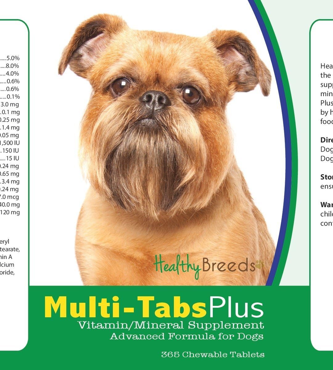 Healthy Breeds Brussels Griffon Multi-Tabs Plus Chewable Tablets, 365 Count - görsel 1