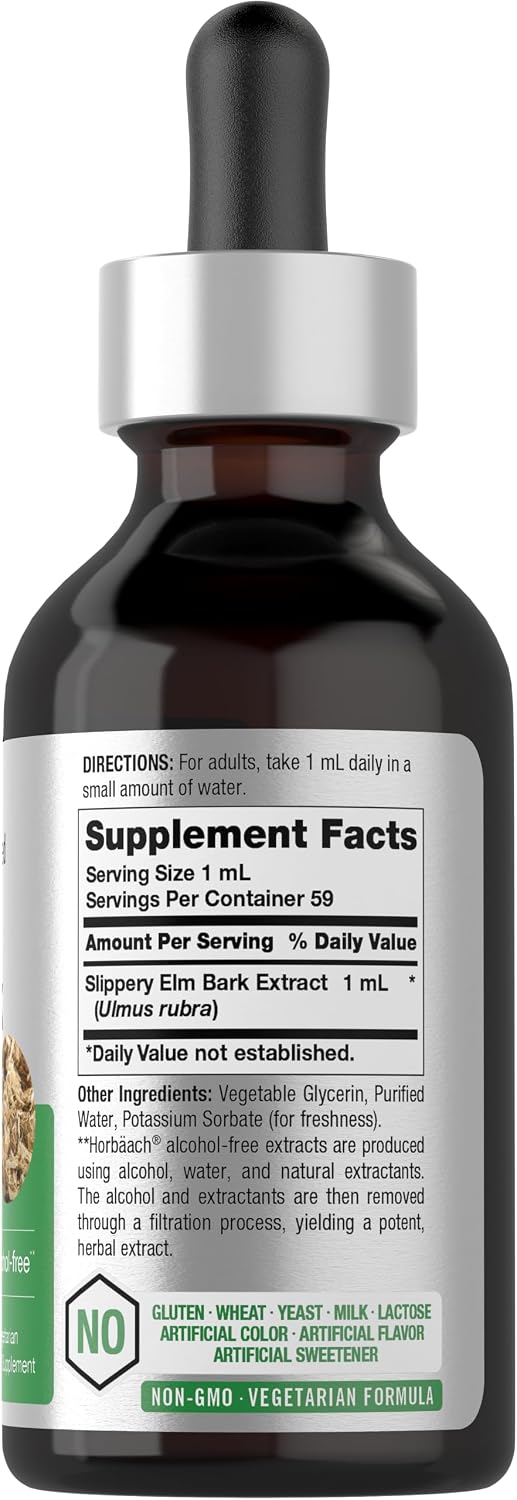 Horbäach Slippery Elm Liquid Drops | 60 ml | Alcohol-Free Bark Extract Tincture | Non-GMO, Gluten-free - görsel 2