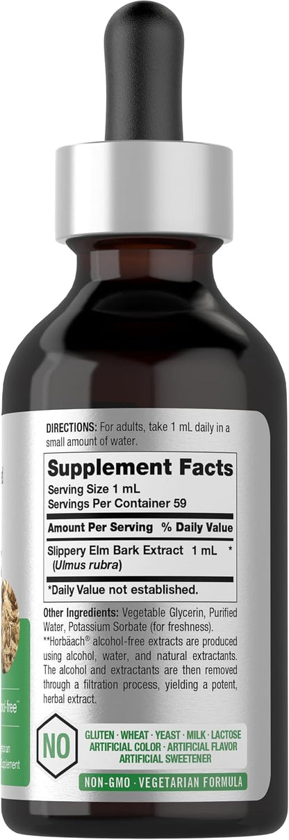 Horbäach Slippery Elm Liquid Drops | 60 ml | Alcohol-Free Bark Extract Tincture | Non-GMO, Gluten-free