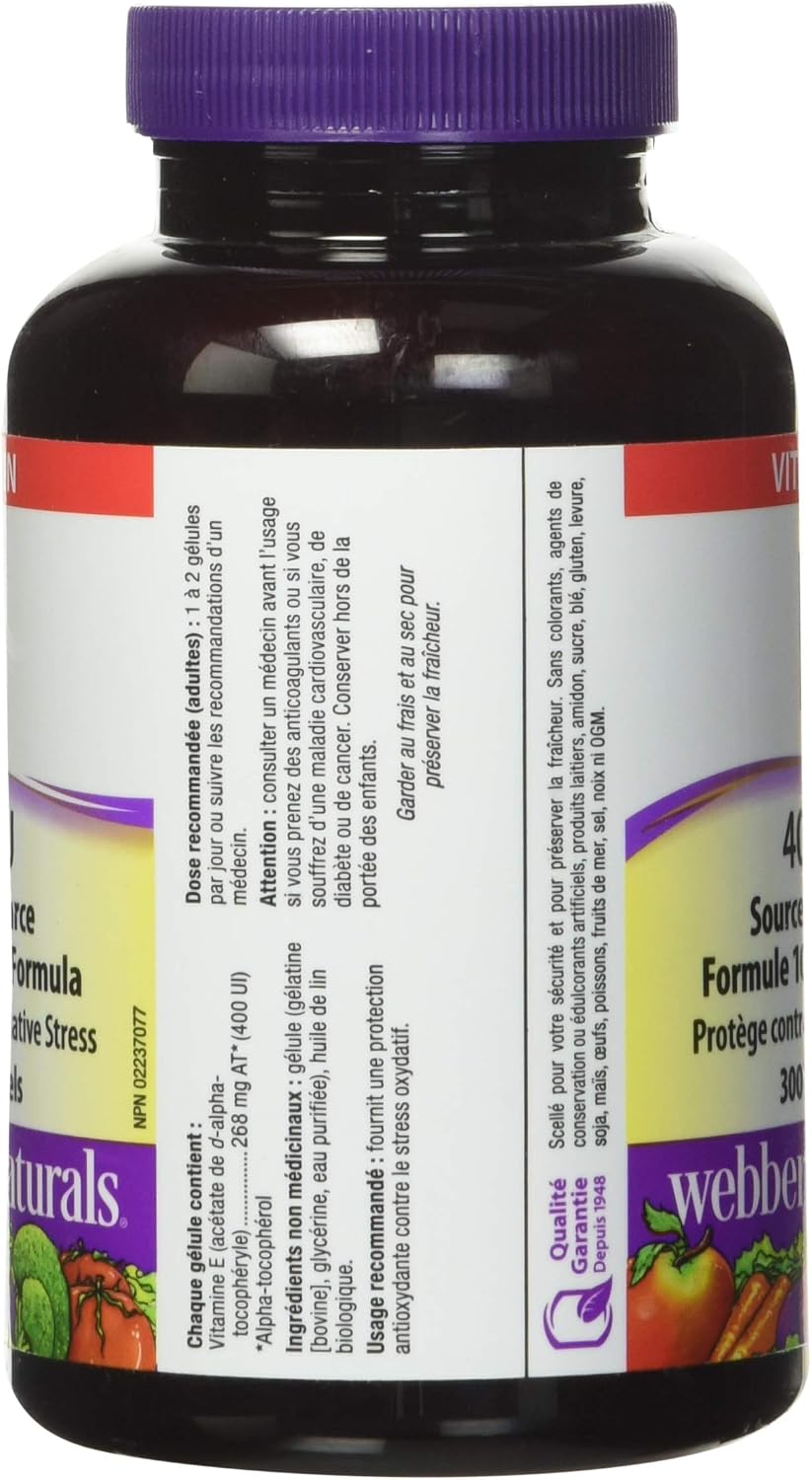 Webber Naturals Vitamin E, 400IU, 300 softgels - görsel 3