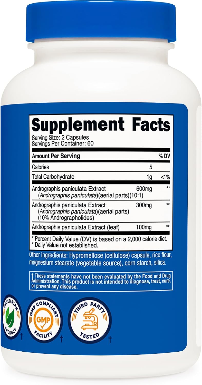 Nutricost Andrographis Extract Capsules (1000mg) – 120 Vegetarian Capsules - görsel 5