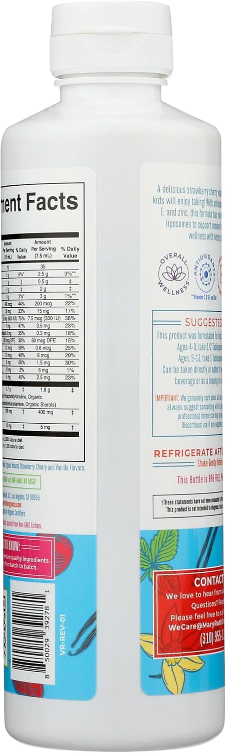 MARYRUTH'S Organic Kids Multivitamin Liposomal | Sugar Free Multivitamin for Kids | Immune Support | Bone Health | Cognitive Support | Overall Wellness | USDA Organic | Vegan | Non-GMO | 450 ml - görsel 4