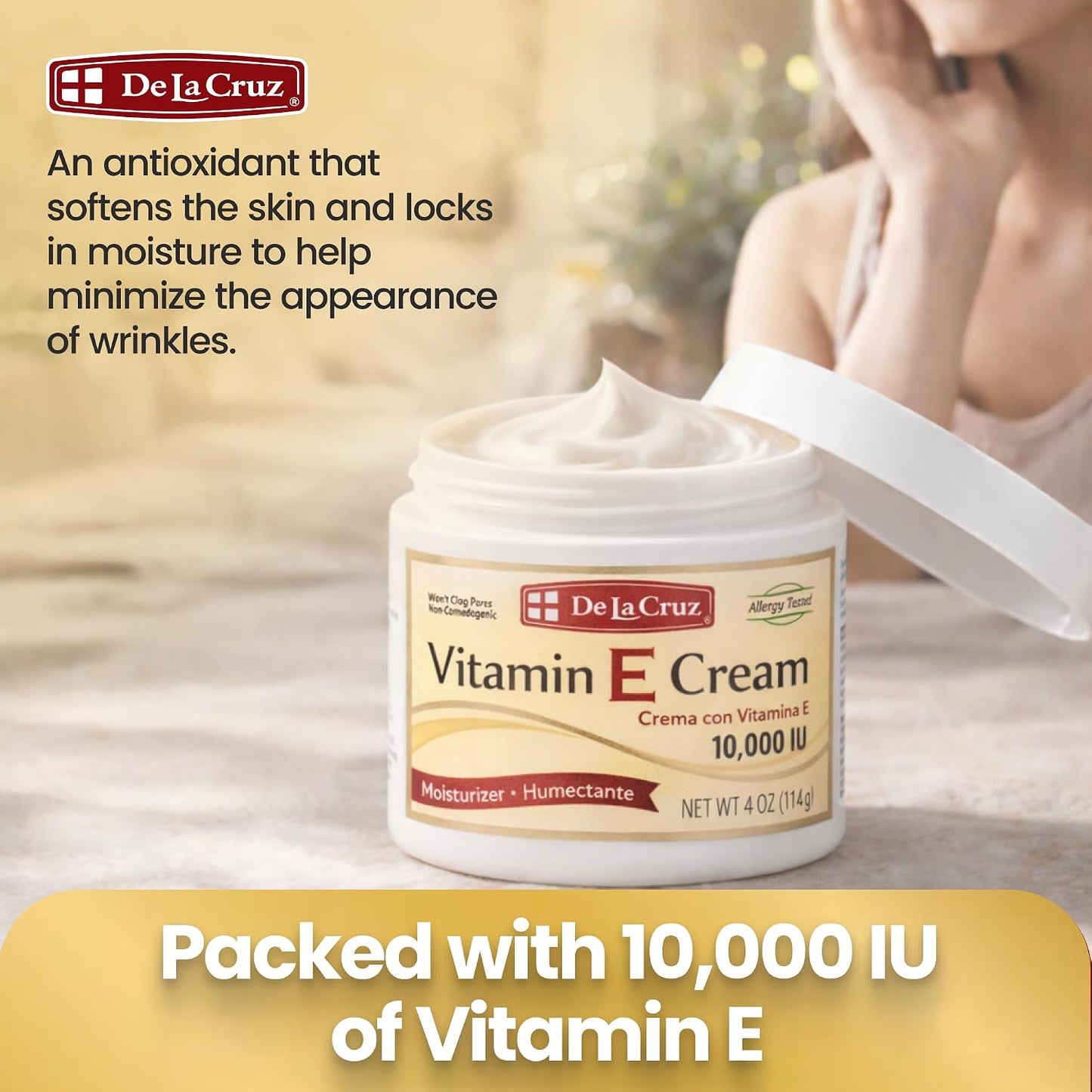 De La Cruz Vitamin E Cream Moisturiser for Face and Neck - 113 g - görsel 6