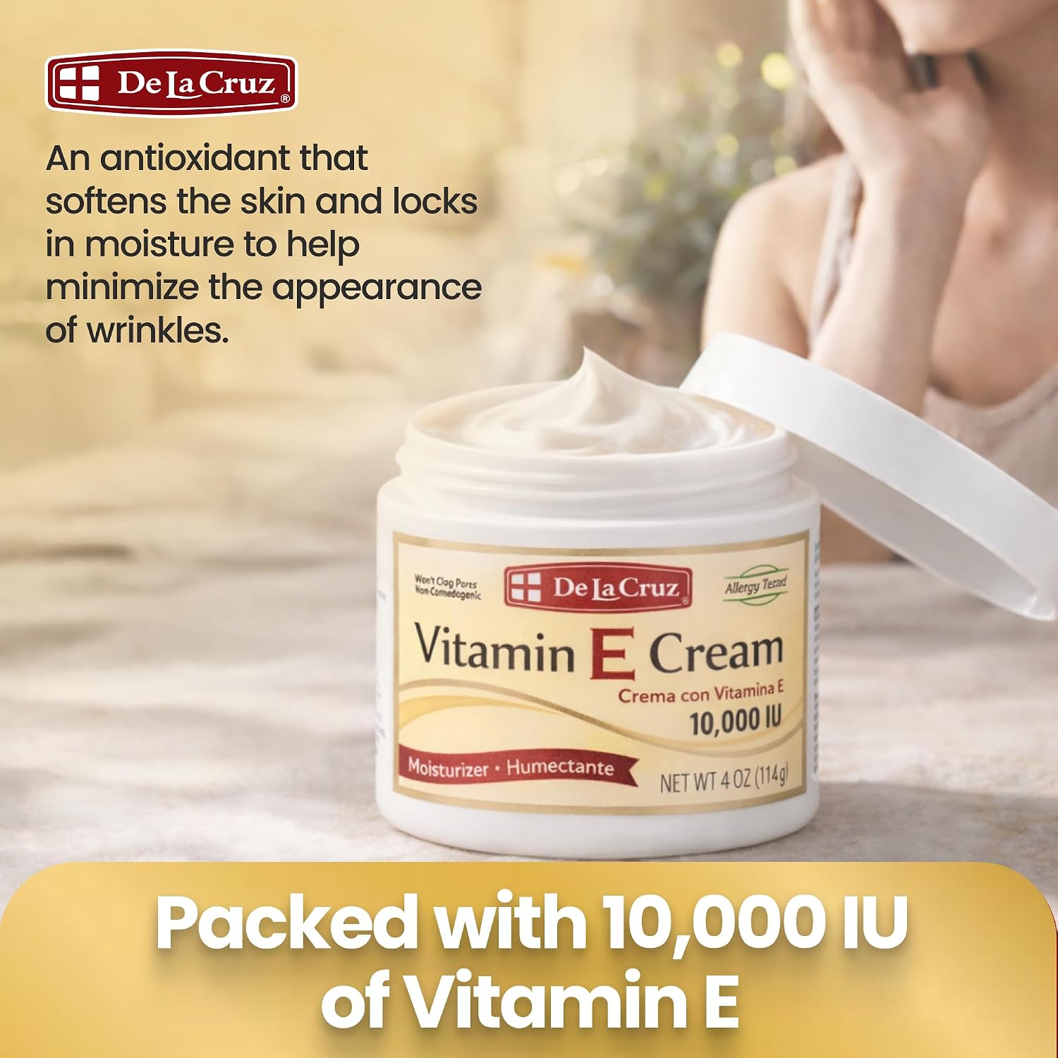 De La Cruz Vitamin E Cream Moisturiser for Face and Neck - 113 g - görsel 6