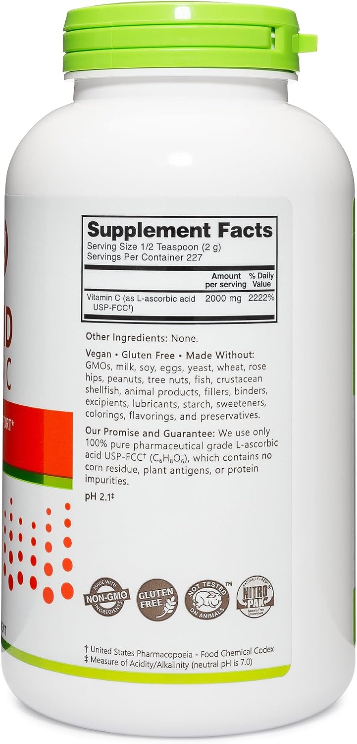 NutriBiotic Ascorbic Acid Vitamin C Powder, 454 g - Pharmaceutical Grade L-Ascorbic Acid - görsel 3