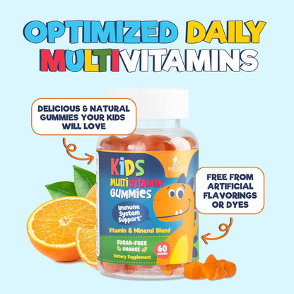 Nature's Nutrition Kids Multivitamin Gummies - Sugar Free - Orange Flavour - Non-GMO - 60 Gummies