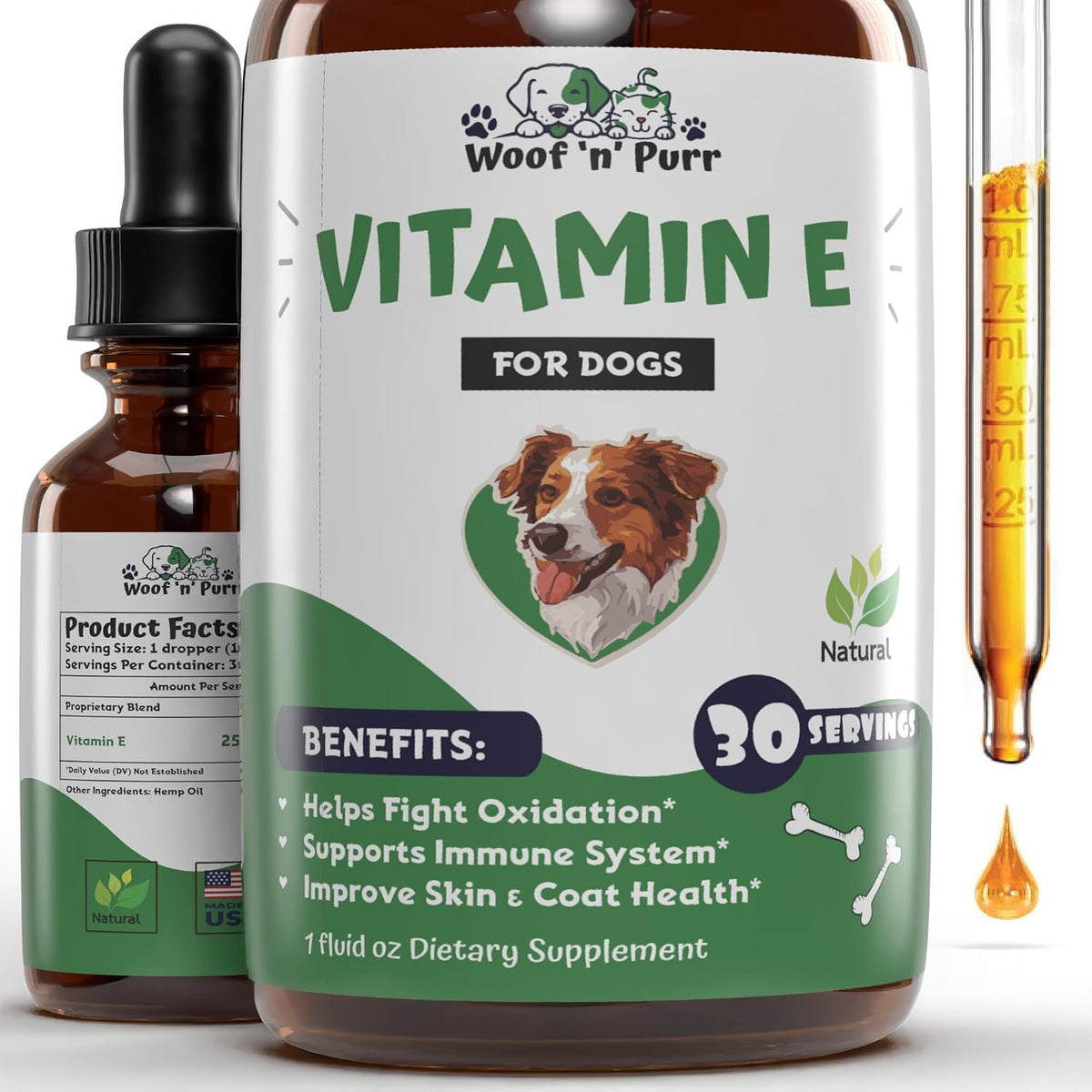 Woof 'n' Purr Vitamin E for Dogs - Liquid Tincture, 30 ml - görsel 1