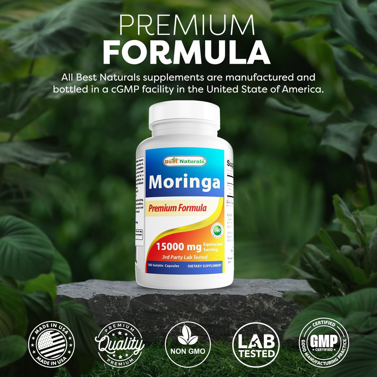 Best Naturals Moringa Extract 10:1 1500mg per Serving – 180 Capsules – Superfood Nutrients for Daily Wellbeing - görsel 5