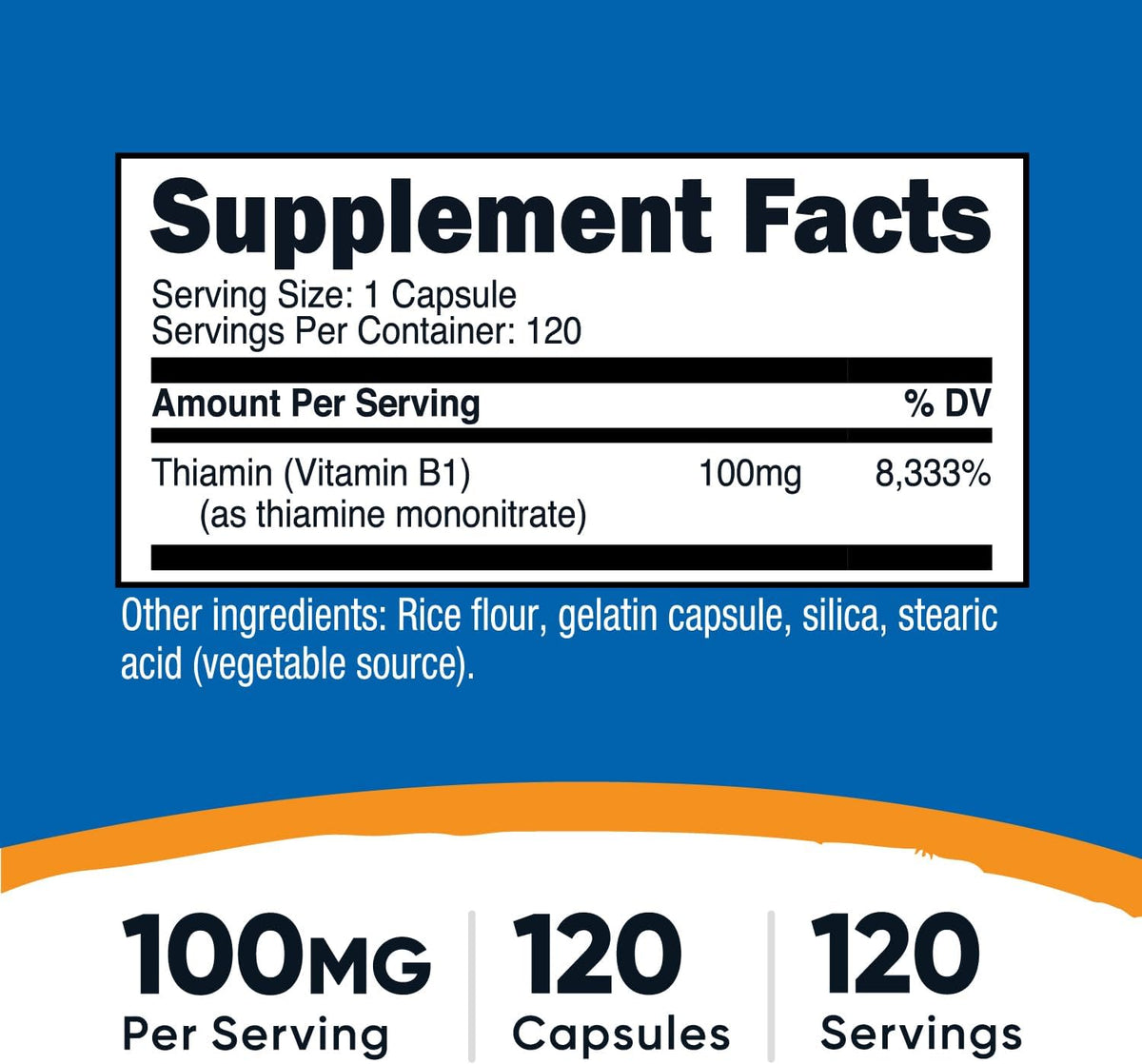 Nutricost Vitamin B1 (Thiamine) 100mg, 120 Capsules - Gluten-free and Non-GMO - görsel 2
