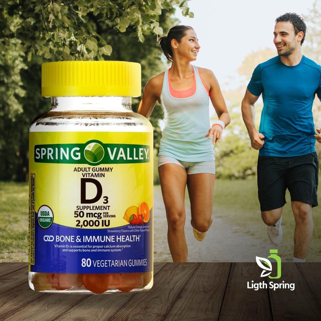 Vitamin D3 Gummies, 2000 IU, 80 Gummies – Immune & Bone Health Support (Orange, Lemon & Strawberry) - görsel 1