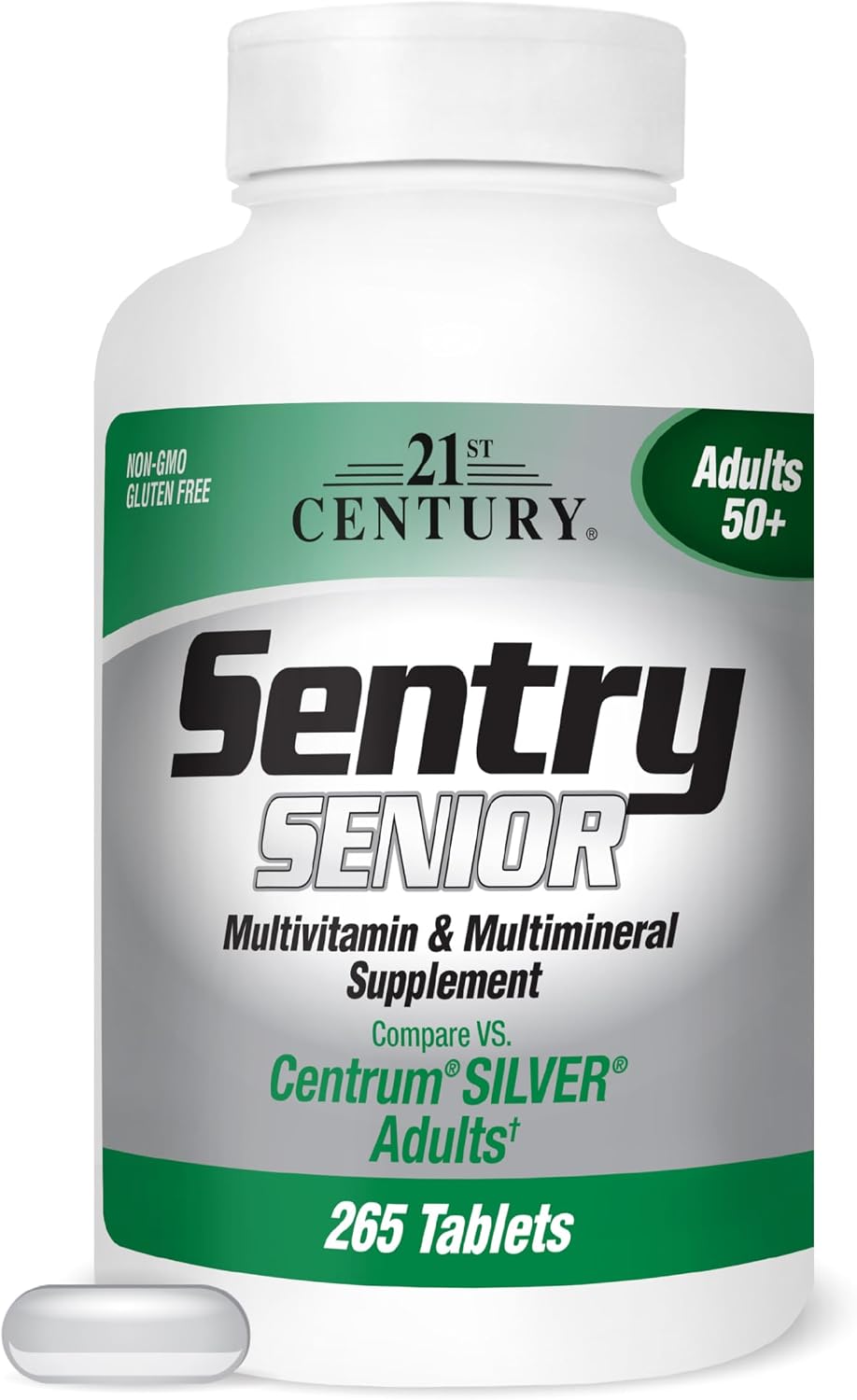 21st Century Sentry Senior Multivitamin for Adults Over 50 – Contributes to Normal Heart, Eye & Bone Health, Non-GM, Gluten Free, 265 Tablets - görsel 1