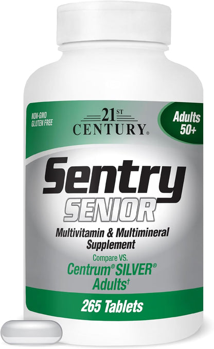 21st Century Sentry Senior Multivitamin for Adults Over 50 – Contributes to Normal Heart, Eye & Bone Health, Non-GM, Gluten Free, 265 Tablets