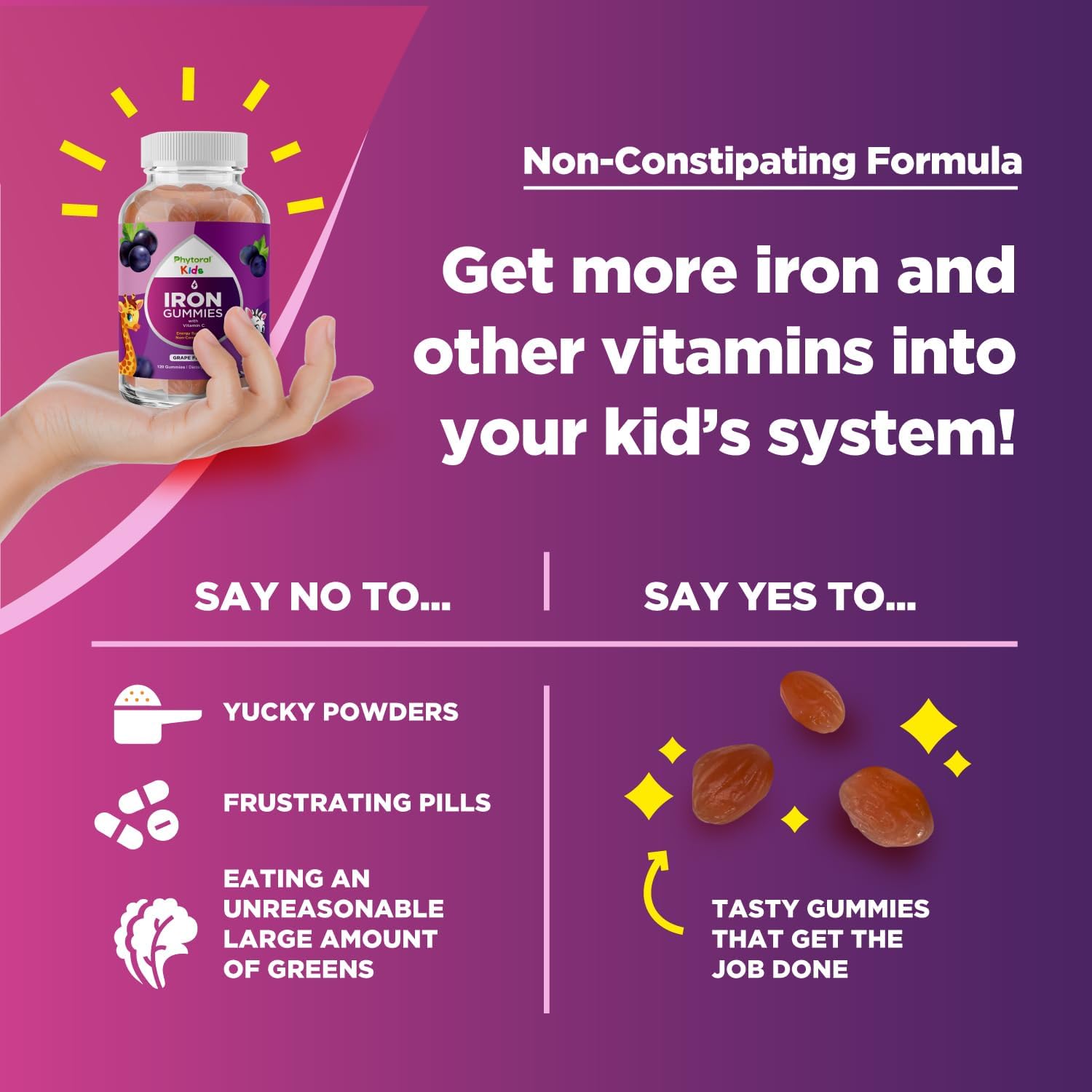 Iron Gummies with Vitamin C for Children - Blood Builder Iron Supplements - Vitamin B6, B12, A, Niacin & Folate - Vegan & Non-GMO - 120 Count - görsel 7