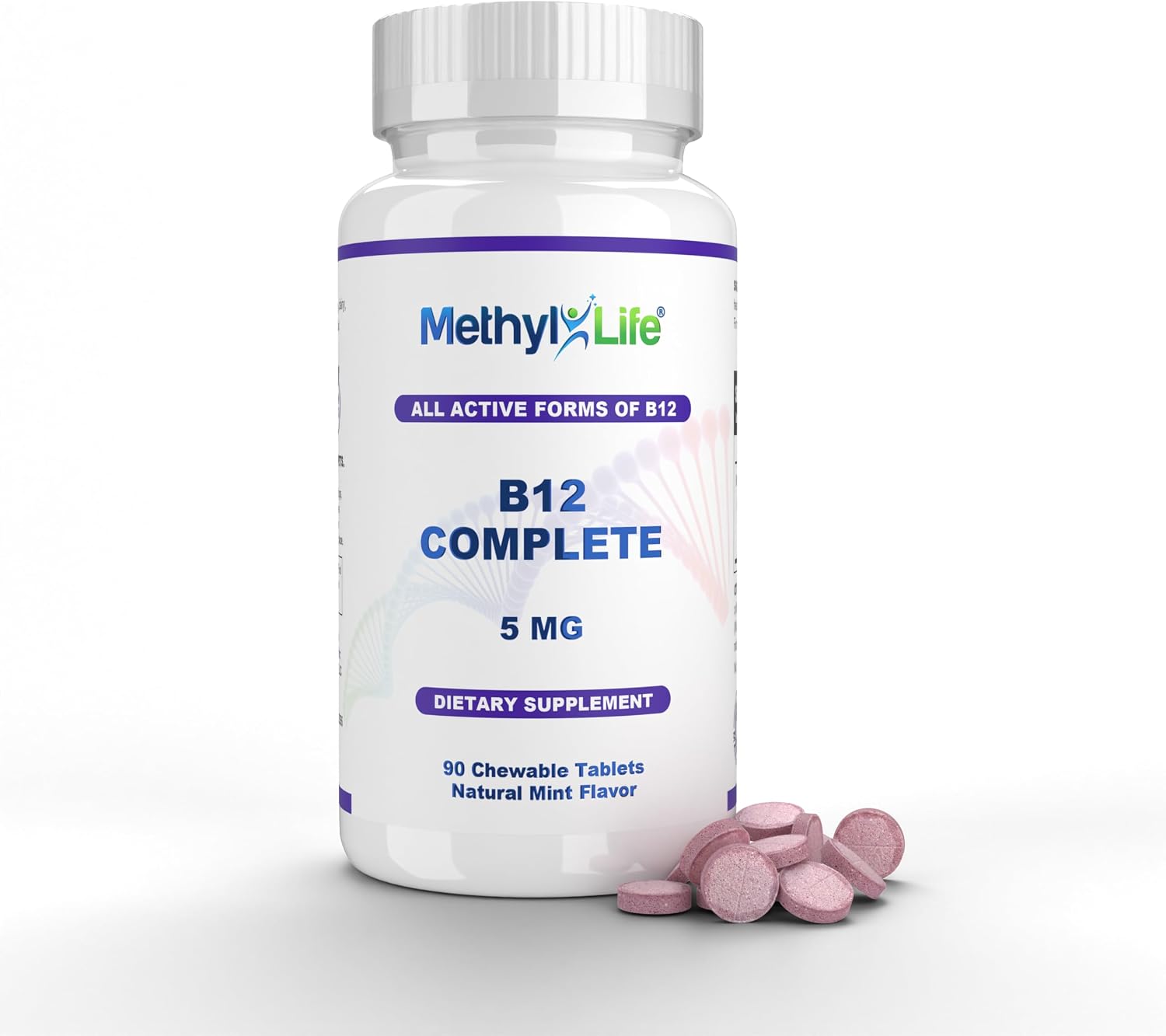 Methyl-Life B12 Complete – 5000 mcg Triple-Active B12 Supplement, 90 Chewable Tablets - görsel 1