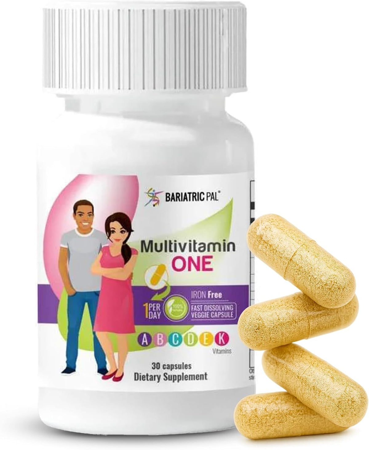 BariatricPal Multivitamin ONE - 1 Per Day Bariatric Multivitamin, Iron Free, 30 Capsules - görsel 1