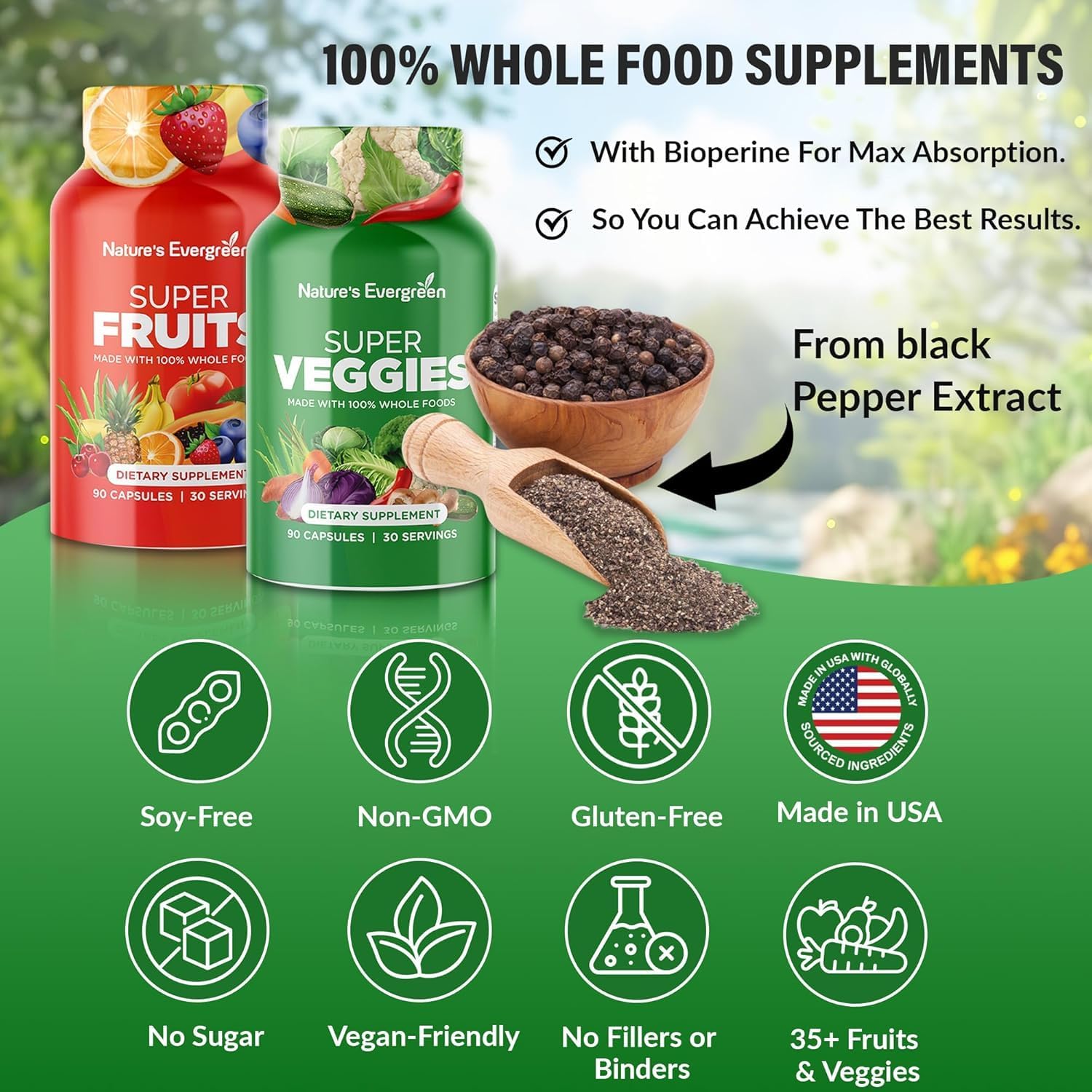 Fruit and Vegetable Supplement – Nature's Evergreen – 180 Capsules (Pack of 2) - görsel 5