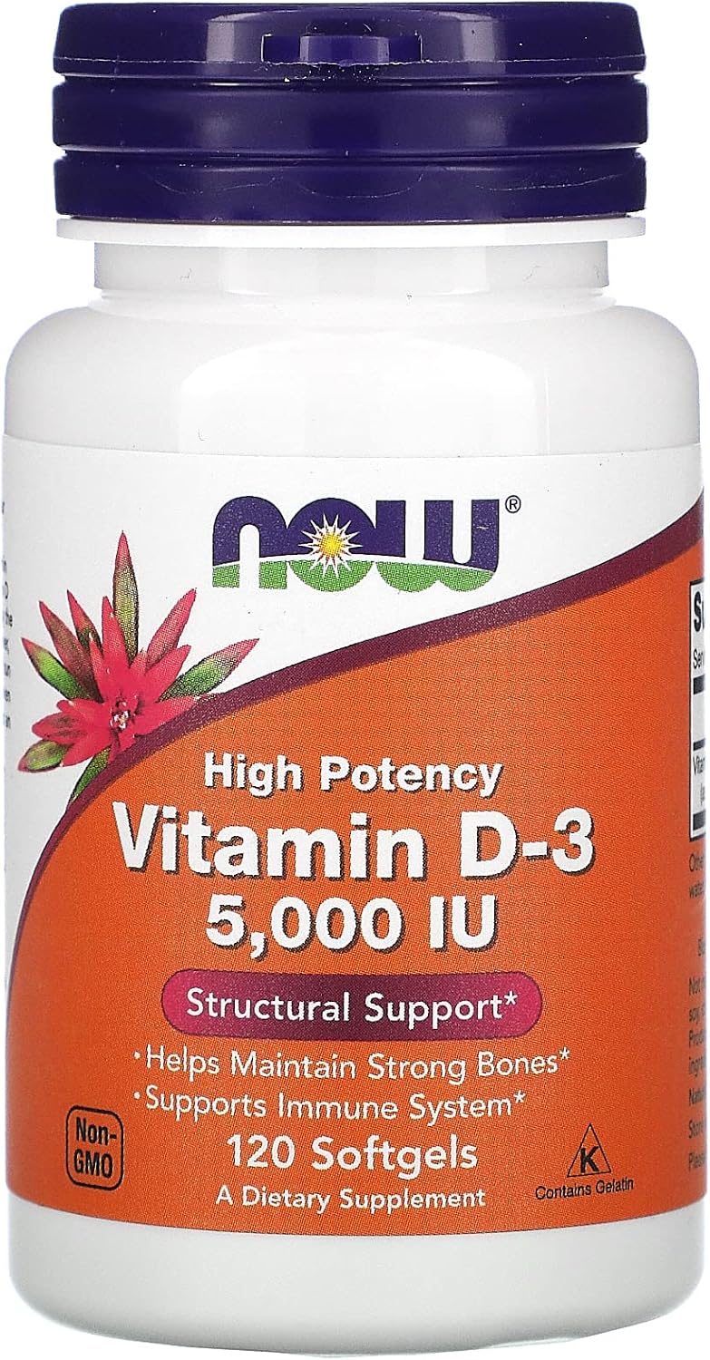 NOW Foods Now Supplements, Vitamin D-3 5,000 IU, High Potency, Structural Support*, 120 Softgels (3 Pack) - görsel 2