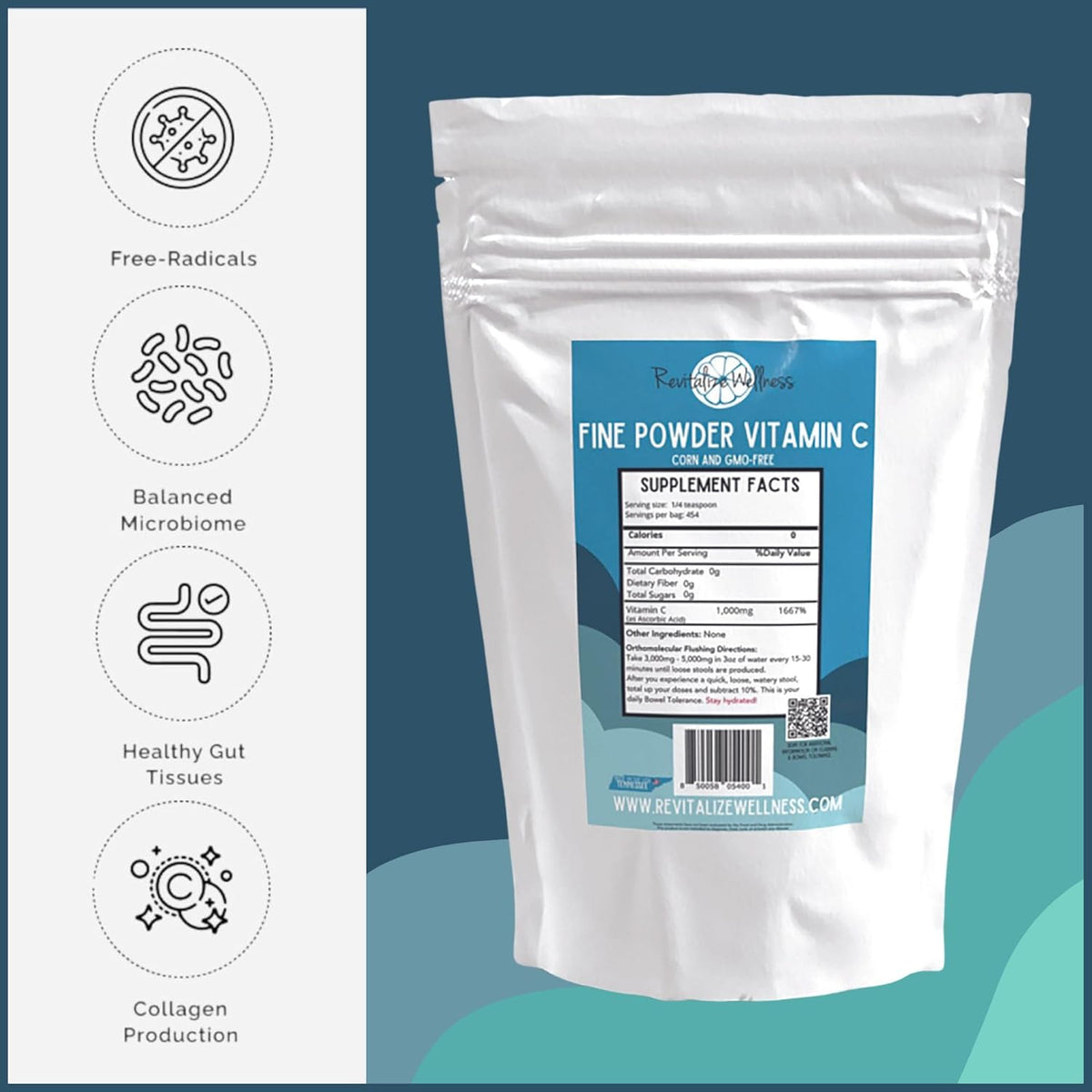 Fine Powder Vitamin C as Ascorbic Acid - Pure, Sugar-Free, Non-GMO - 1000 mg per Serving (454 Servings) - görsel 5