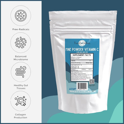 Fine Powder Vitamin C as Ascorbic Acid - Pure, Sugar-Free, Non-GMO - 1000 mg per Serving (454 Servings)