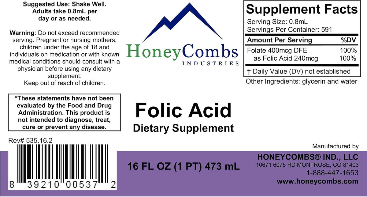 HoneyCombs Folic Acid Drops, 473 ml - görsel 3