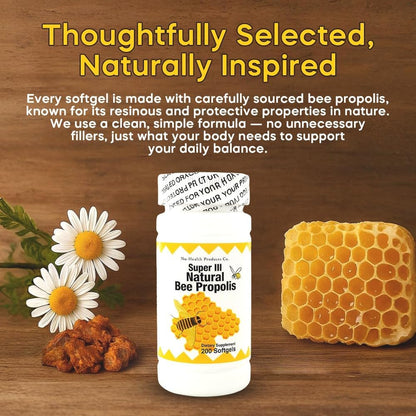 Nu-Health Super III Natural Bee Propolis, Vitamin C & Zinc, 200 Soft gel capsules