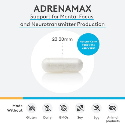 XYMOGEN AdrenaMax - L-Tyrosine & NAC Formula - Adrenal & Neurotransmitter Support - 120 Capsules