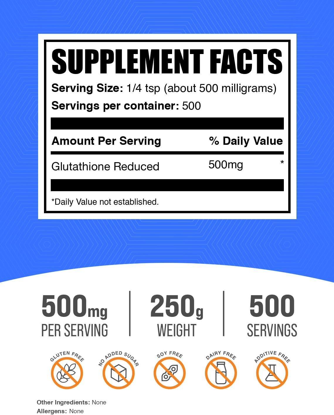 BulkSupplements Glutathione Reduced Powder - 250g - görsel 2