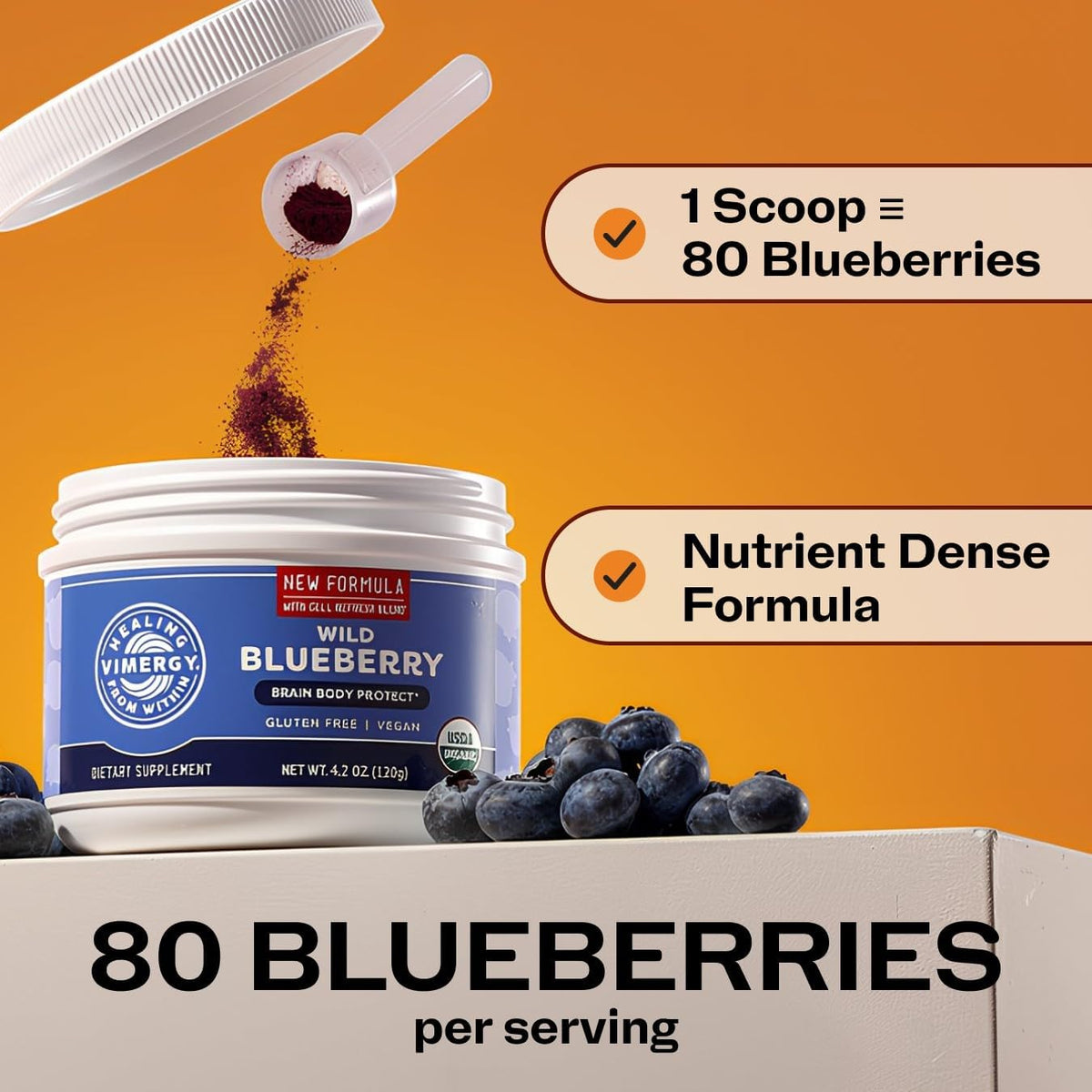 Vimergy Wild Blueberry Powder – Organic Brain Health & Cardiovascular Support – 120g - görsel 7