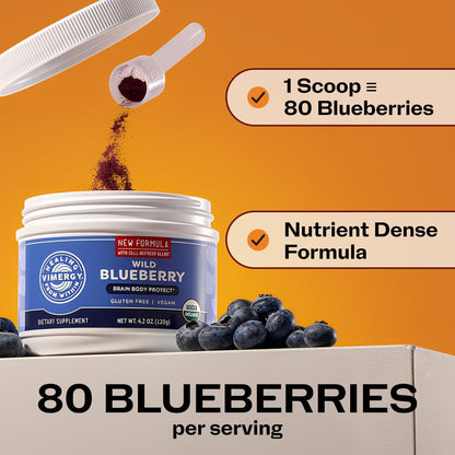 Vimergy Wild Blueberry Powder – Organic Brain Health & Cardiovascular Support – 120g