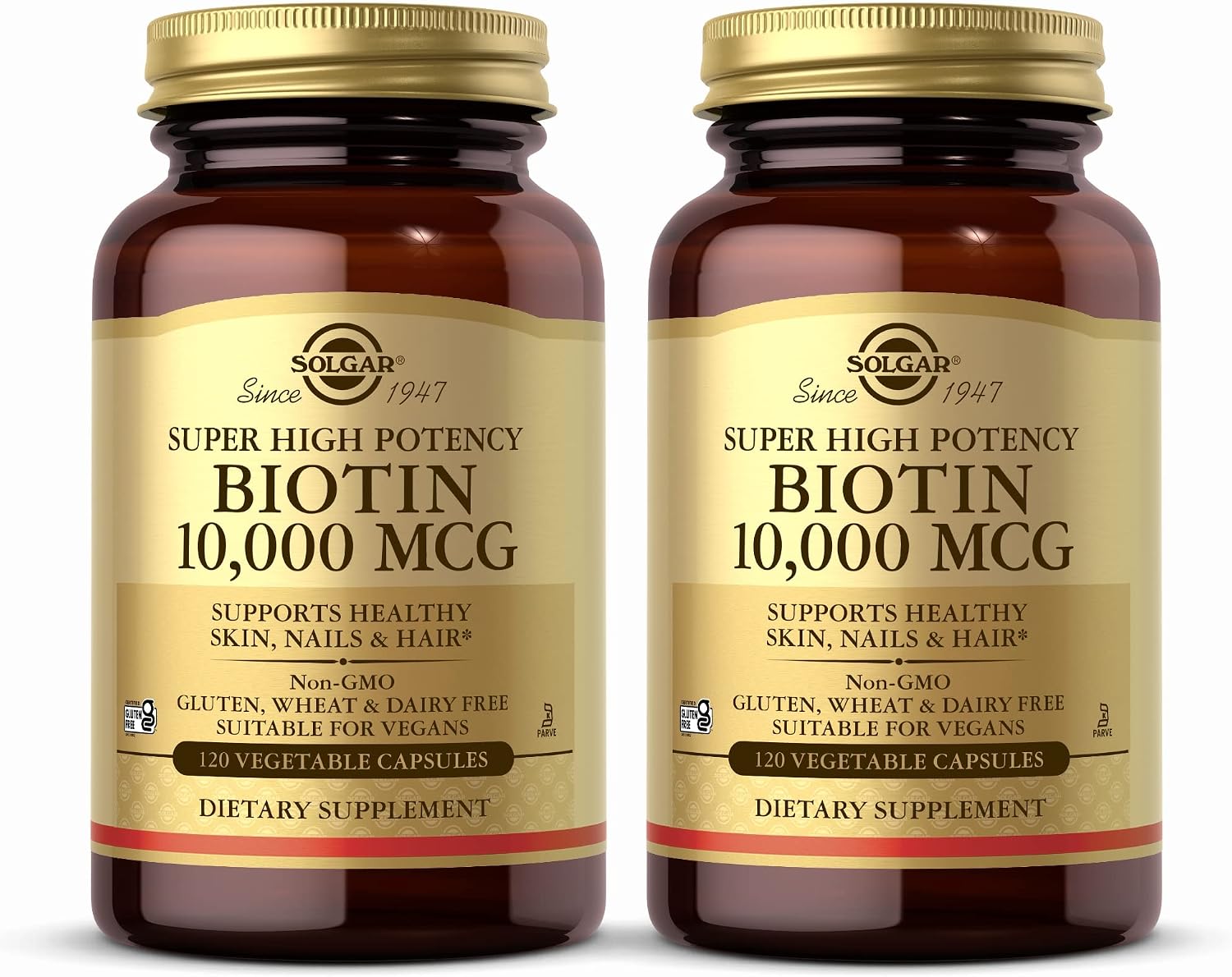Solgar Super High Potency Biotin 10,000 mcg – 120 Vegetable Capsules, Pack of 2 - görsel 1