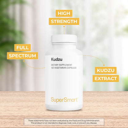 Supersmart Kudzu Extract 500 mg Full Spectrum - Herbal Antioxidant Supplement - Non-GM & Gluten-free - 120 Vegetarian Capsules