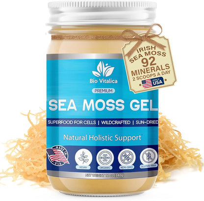 BioVitalica Organic Irish Sea Moss Gel (340g) – Wildcrafted with Bladderwrack & Burdock Root