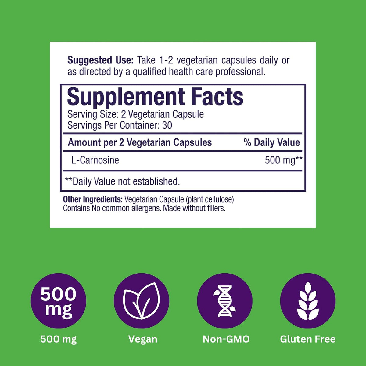 Paradise Herbs L-Carnosine, Super Potent, Ultra Pure, Antioxidant - 60 Veg Caps - görsel 5