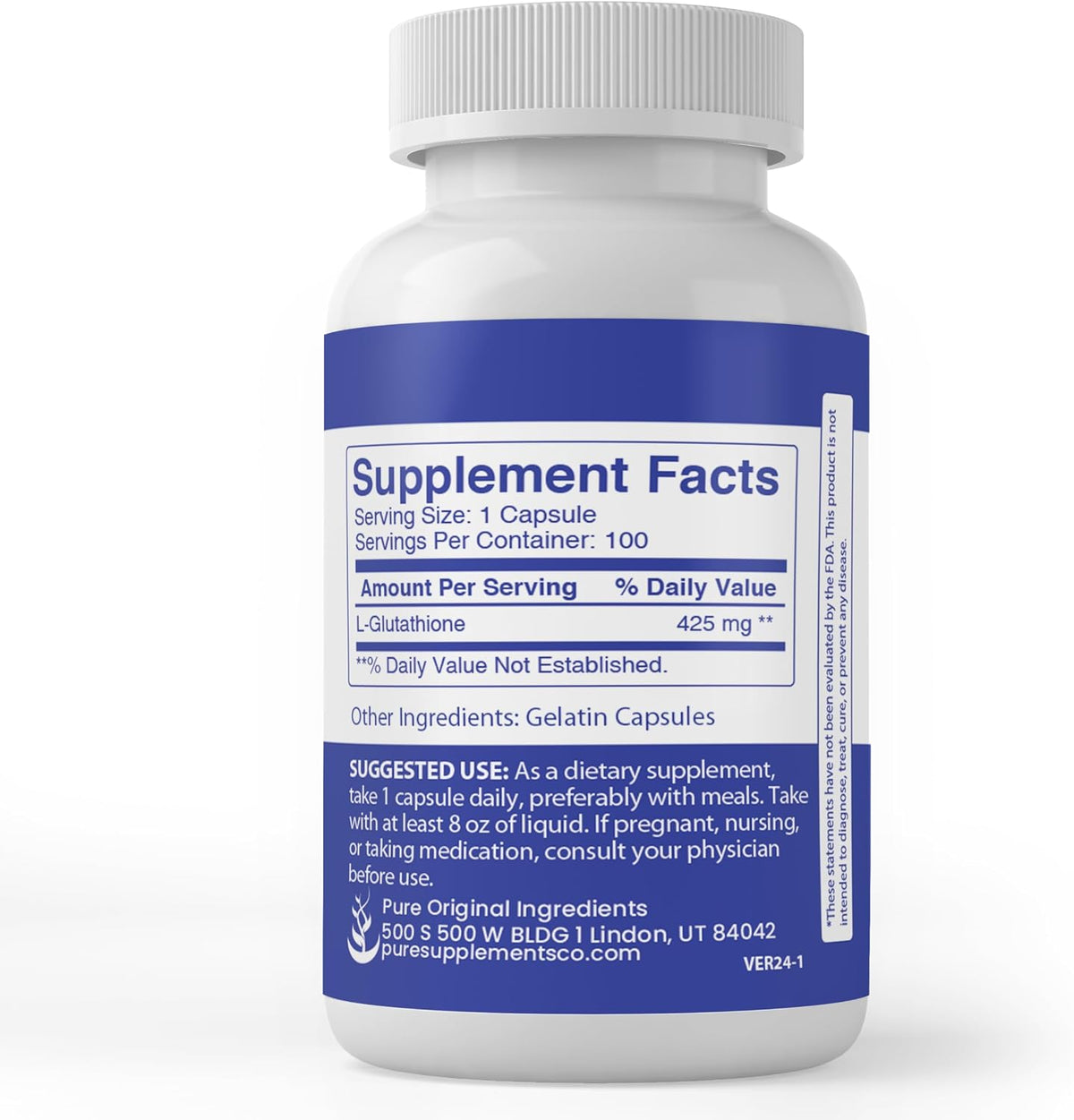 Pure Original Ingredients L-Glutathione, Reduced, 100 Capsules - No Additives or Fillers - görsel 3