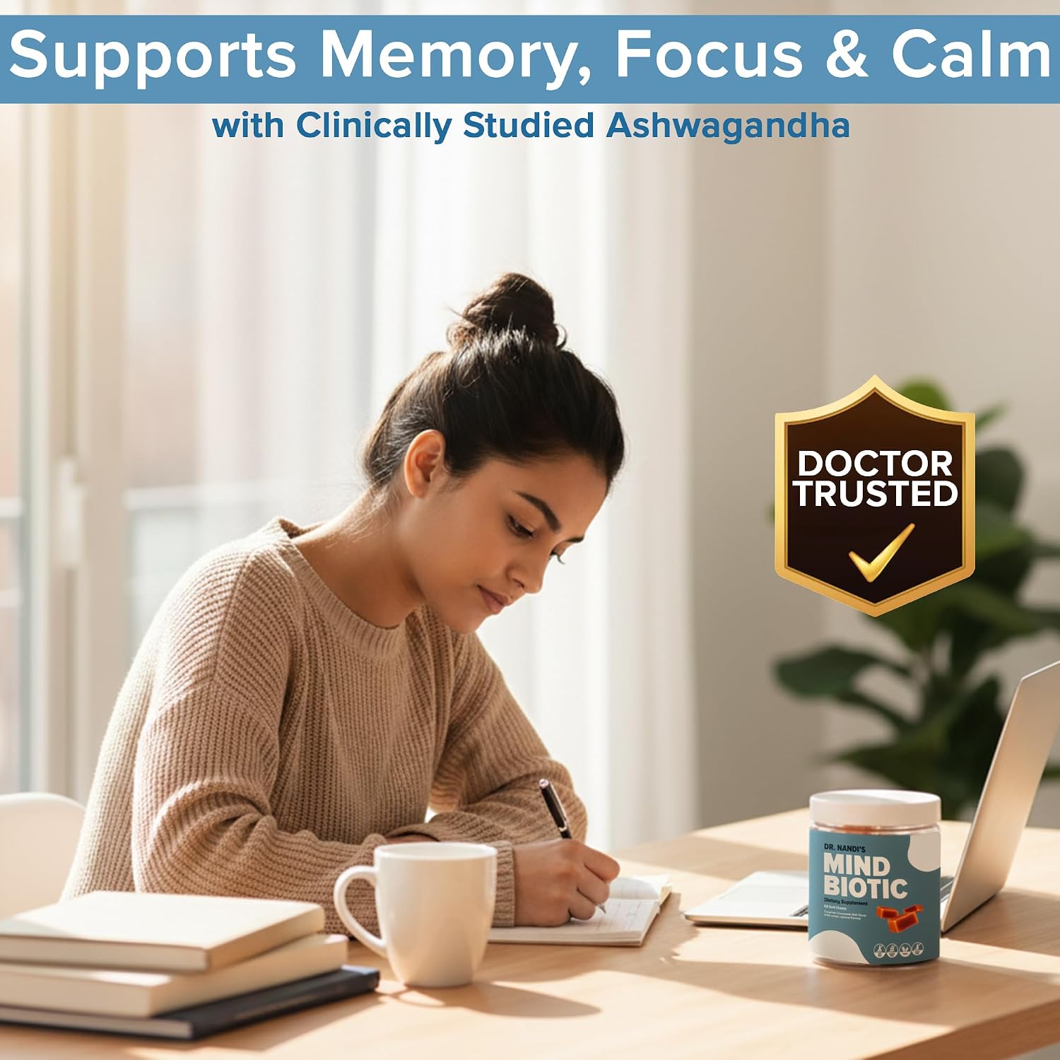 MindBiotic - Ashwagandha KSM-66, Probiotics & Prebiotics - 60 Caramel Cinnamon Chews - görsel 4