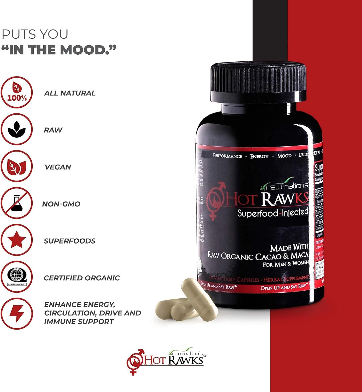 Organic Maca Root Supplement with Korean Ginseng and Cacao – 60 Capsules - görsel 6