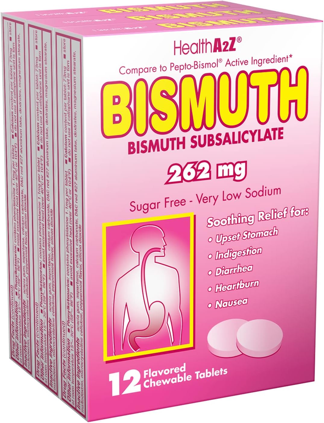 HealthA2Z® Bismuth | Bismuth Subsalicylate 262mg | Multi-Symptom Relief | (50 Count (Pack of 1)) - görsel 9