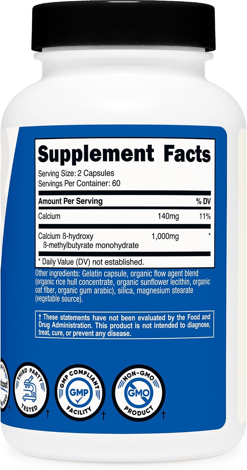 Nutricost HMB (Beta-Hydroxy Beta-Methylbutyrate) 1000mg, 120 Capsules - görsel 5